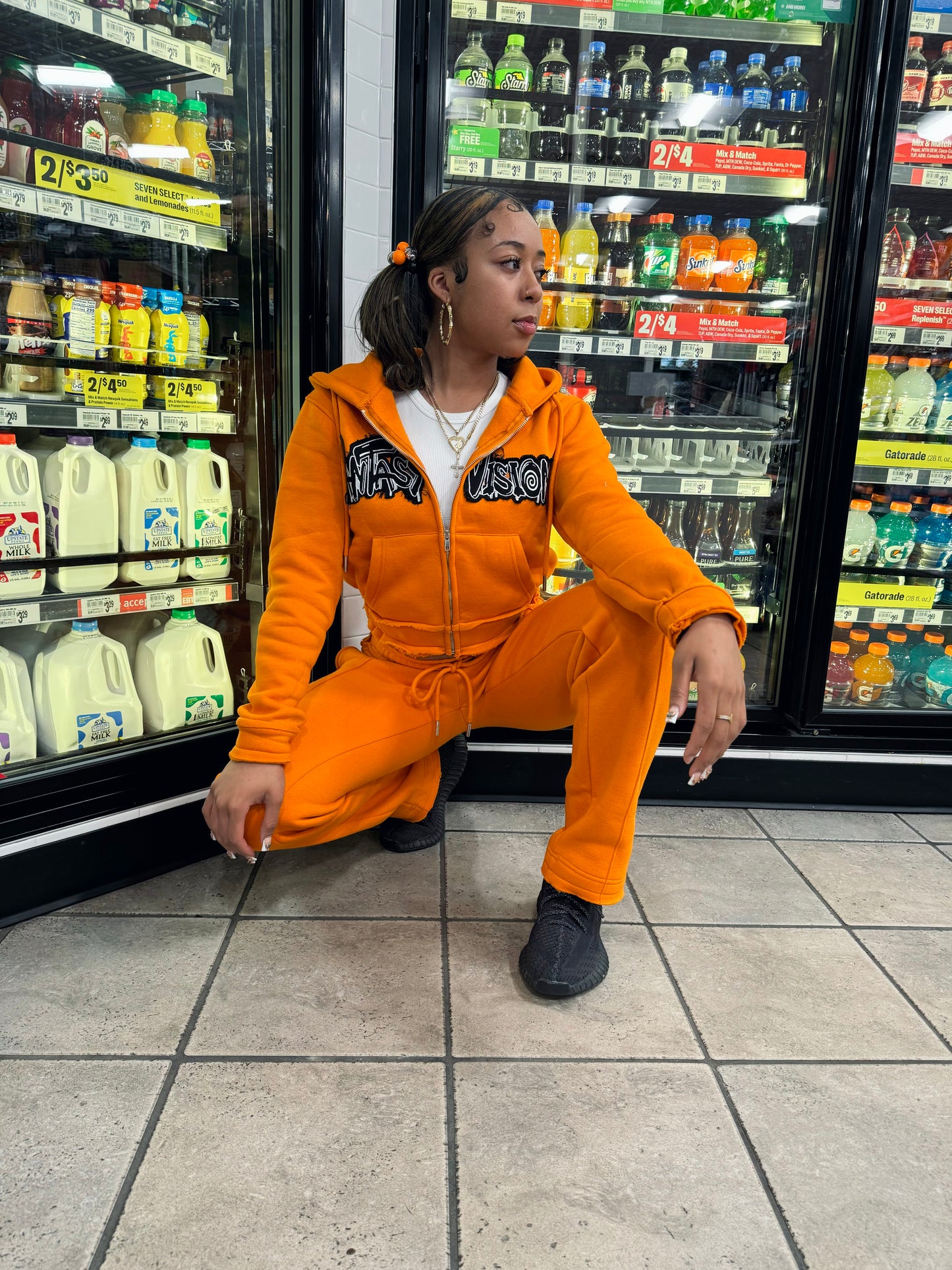 FV Gurls Orange Distressed Sweatsuit