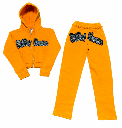 FV Gurls Orange Distressed Sweatsuit