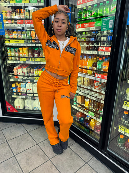 FV Gurls Orange Distressed Sweatsuit